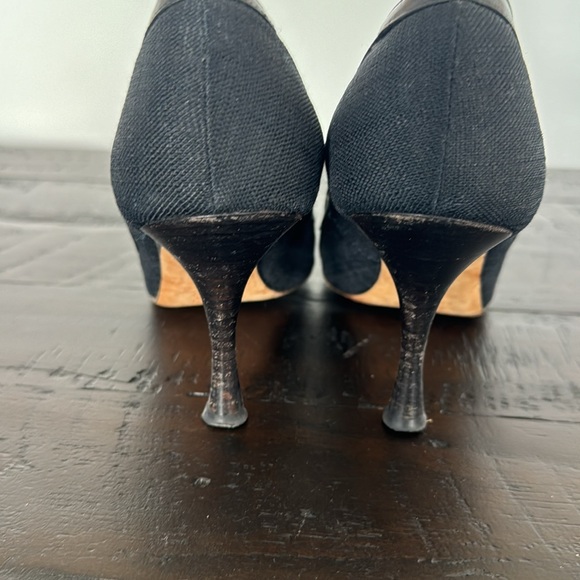 Vintage Isaac mizrahi peep toe pumps black silver buckle 6 - Picture 4 of 5